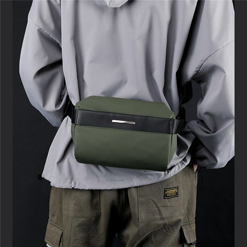 HAOSHUAI 1239 Casual Men Crossbody Bag Water Resistant Nylon Chest Pack Single Shoulder Bag