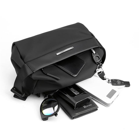 HAOSHUAI 1239 Casual Men Crossbody Bag Water Resistant Nylon Chest Pack Single Shoulder Bag