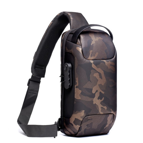 WEIXIER 9530 Men's Chest Bag Sling Bag with USB Charging Port Waterproof Crossbody Daypack Shoulder Bag Travel Storage Bag