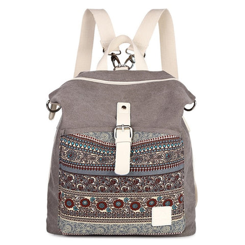 CANVASARTISAN T29-3 Ethnic Style Canvas Backpack School Bag Travel Daypack Shoulders Bag