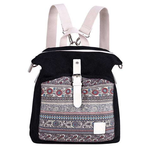 CANVASARTISAN T29-3 Ethnic Style Canvas Backpack School Bag Travel Daypack Shoulders Bag