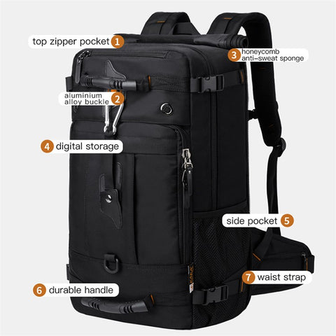 KAKA KA-2070-1 Men Camping Hiking Multi-function 40L Shoulder Bag Outdoor Waterproof Backpack with Hidden Shoulder Strap