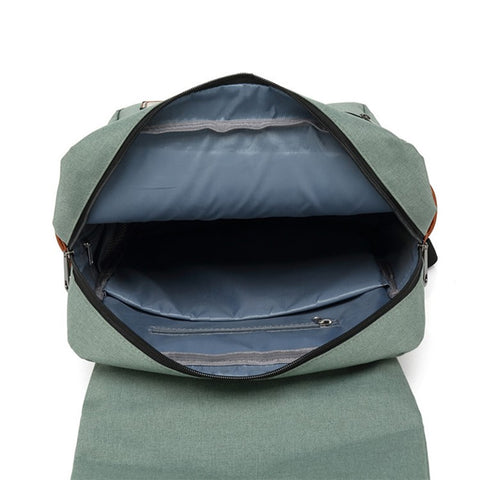 Retro Nylon Oxford Cloth Backpack Laptop Clothes Dual Shoulders Bag with USB Charging Port