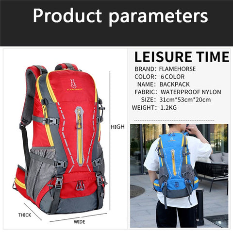 FLAMEHORSE Outdoor Climbing Camping Hiking Rucksack Men Nylon Travel Backpack