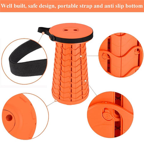 Outdoor Camping Fishing Folding Stool Portable Telescopic Chair with Shoulder Strap