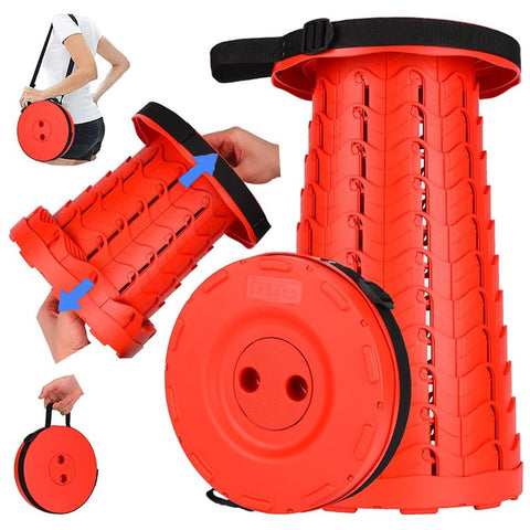 Outdoor Camping Fishing Folding Stool Portable Telescopic Chair with Shoulder Strap