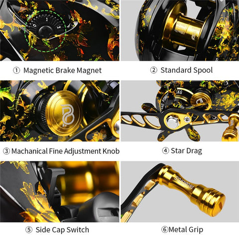 PROBEROS VHA120 7.2:1 High-Speed Baitcasting Reel with Magnetic Brake System, Fishing Reel