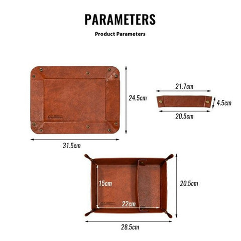 CLS Portable Outdoor PU Leather Sundries Organizer Folding Storage Tray for Camping BBQ
