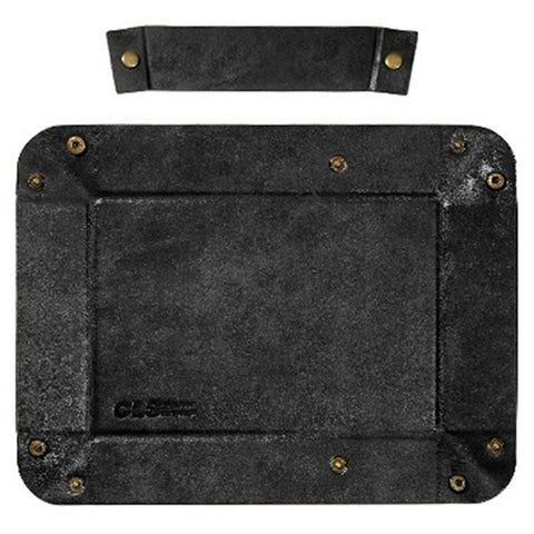 CLS Portable Outdoor PU Leather Sundries Organizer Folding Storage Tray for Camping BBQ