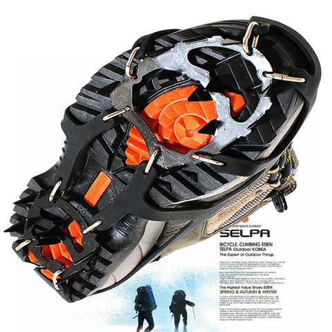 AL526179122115 1 Pair Manganese Steel 18 Teeth Ice Cleats Grippers Shoes Crampons for Hiking Climbing
