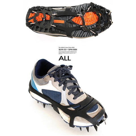 AL526179122115 1 Pair Manganese Steel 18 Teeth Ice Cleats Grippers Shoes Crampons for Hiking Climbing