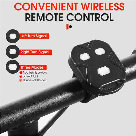 WEST BIKING USB Rechargeable Bike Taillight Rear Lamp Remote Control Turn Signal LED Light with Horn