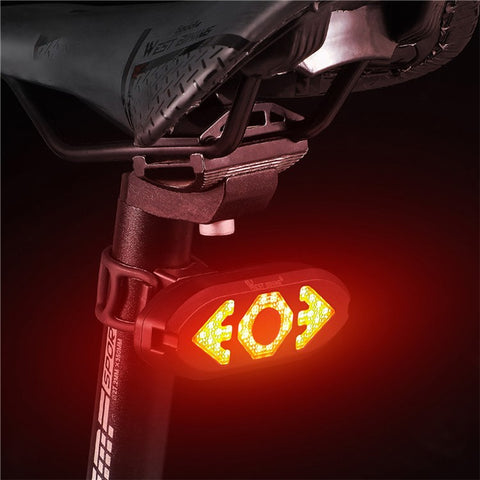 WEST BIKING USB Rechargeable Bike Taillight Rear Lamp Remote Control Turn Signal LED Light with Horn