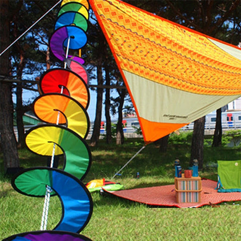 AOTU 2.5m Outdoor Camping Tent Flag Decor Colorful Spiral Wind Spinner Rotating Wind Strips, Size L