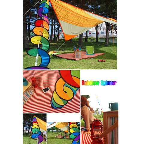AOTU 2.5m Outdoor Camping Tent Flag Decor Colorful Spiral Wind Spinner Rotating Wind Strips, Size L