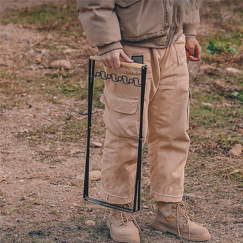 HALIN Iron+Wood Trash Bag Holder Portable Outdoor Waste Bag Hanger Rack Stand for Camping Hiking