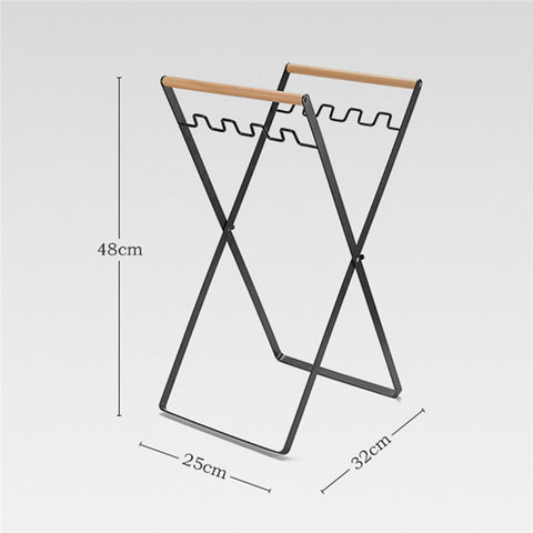 HALIN Iron+Wood Trash Bag Holder Portable Outdoor Waste Bag Hanger Rack Stand for Camping Hiking