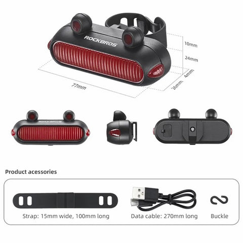 ROCKBROS RFL02 LED Bike Tail Light Frog Bicycle Rear Cycling Safety Flashlight Brake Light