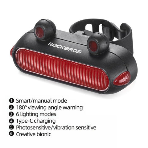 ROCKBROS RFL02 LED Bike Tail Light Frog Bicycle Rear Cycling Safety Flashlight Brake Light