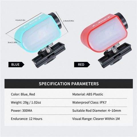 LEO 28285 LED Night Fishing Rod Lights Two-Color Light Source Integrated Waterproof Fishing Clamp Lamp