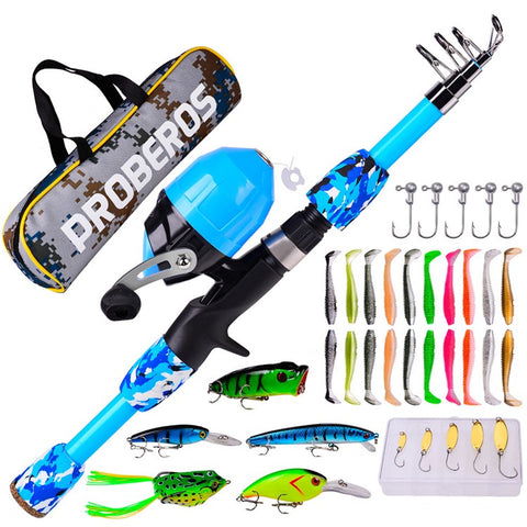 PROBEROS KFSAN12 1.5m Fishing Rod Camo Fishing Pole Combo Set with Mini Lures