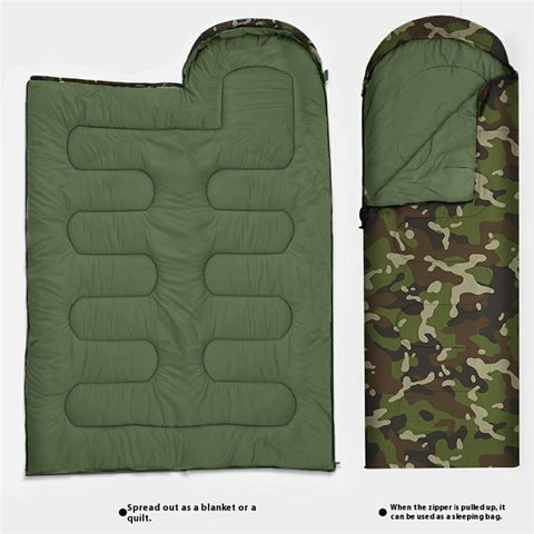 Envelope Sleeping Bag Outdoor Camping Hooded Adult Hollow Cotton Warm Sleep Bag, 0.7KG / 10-30 Degrees Celsius