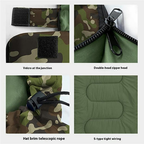 Envelope Sleeping Bag Outdoor Camping Hooded Adult Hollow Cotton Warm Sleep Bag, 1.3KG / 0-20 Degrees Celsius