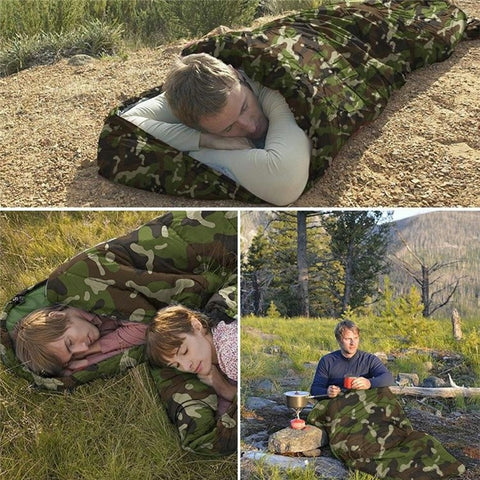 Envelope Sleeping Bag Outdoor Camping Hooded Adult Hollow Cotton Warm Sleep Bag, 1.3KG / 0-20 Degrees Celsius