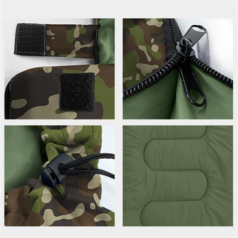 Envelope Sleeping Bag Outdoor Camping Hooded Adult Hollow Cotton Warm Sleep Bag, 1.8KG / -5~15 Degrees Celsius