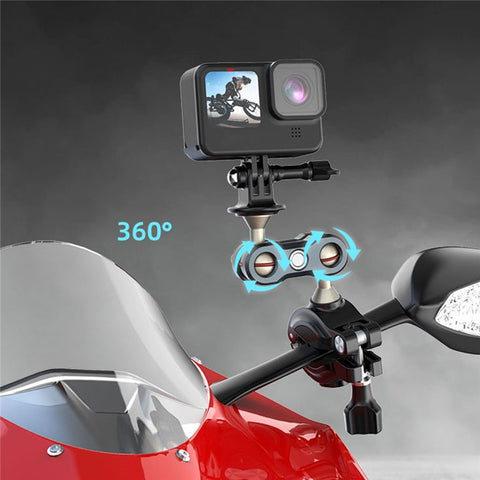 FLW402 Bike Motorcycle Handlebar Camera Holder 360 Degrees Rotary Aluminum Bike Camera Adapter Mount