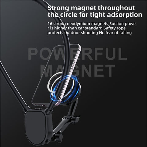 FLW430 Magnetic Sports Camera Neck Mount Adjustable Hanging Neck Phone Holder