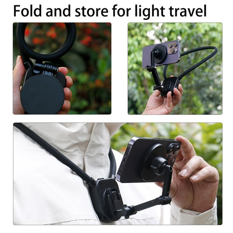 FLW430 Magnetic Sports Camera Neck Mount Adjustable Hanging Neck Phone Holder