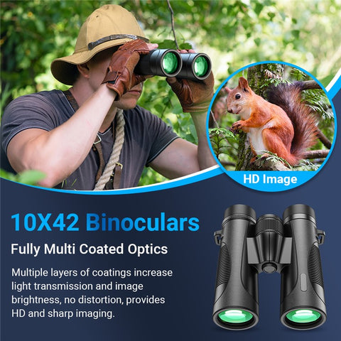 APEXEL 10X42 Waterproof Telescope HD High Power Low Light Night Vision Large Eyepiece Binoculars with FMC Multi-Coated for Outdoor Bird Watching Concert Hunting