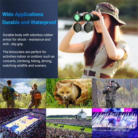 APEXEL 10X42 Waterproof Telescope HD High Power Low Light Night Vision Large Eyepiece Binoculars with FMC Multi-Coated for Outdoor Bird Watching Concert Hunting