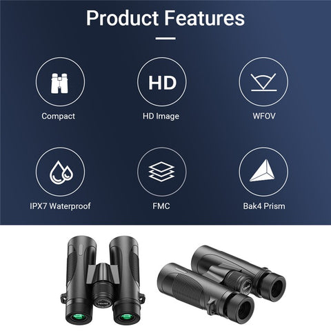 APEXEL 10X42 Waterproof Telescope HD High Power Low Light Night Vision Large Eyepiece Binoculars with FMC Multi-Coated for Outdoor Bird Watching Concert Hunting