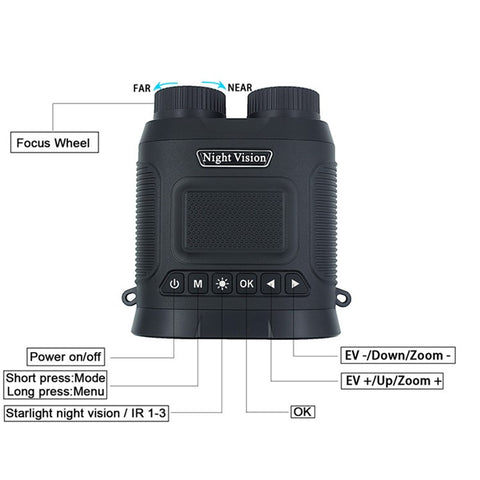 DT29 3-inch HD Photograph Infrared Binoculars for Bird Watching, Recording, Digital Binoculars with Night Vision