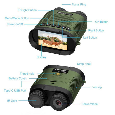 DT29 3-inch HD Photograph Infrared Binoculars for Bird Watching, Recording, Digital Binoculars with Night Vision