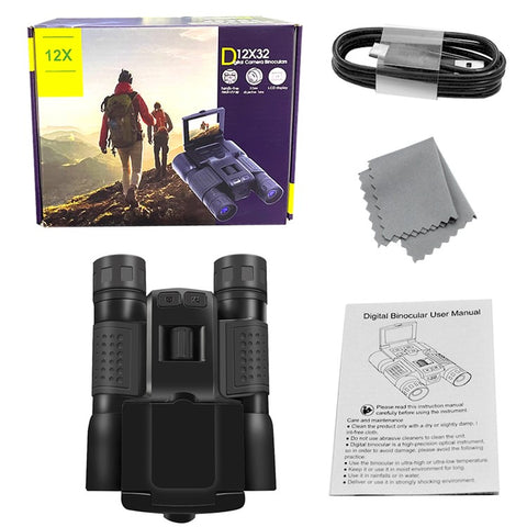 DT30 2.4" LCD Display HD Binoculars for Outdoor Bird Watching, 12X32 Powerful Digital Binoculars