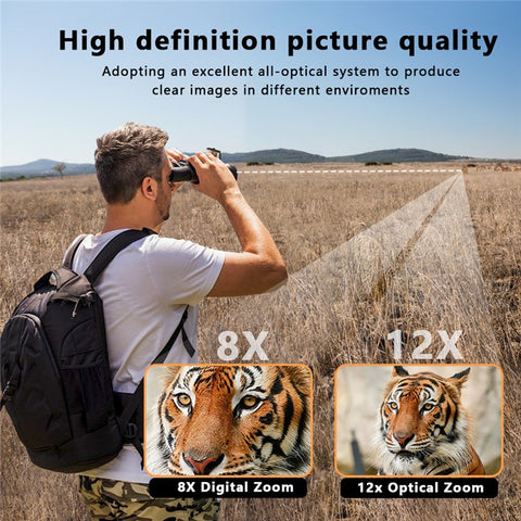 DT30 2.4" LCD Display HD Binoculars for Outdoor Bird Watching, 12X32 Powerful Digital Binoculars