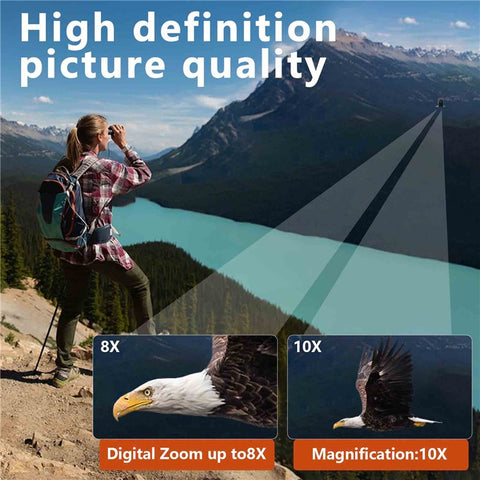 DT10 2.0" IPS LCD Screen Display Binoculars 10X HD Video Photo Recorder Binoculars for Bird Watching