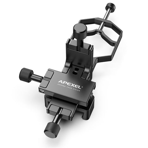 APEXEL APL-F003 Universal Digiscoping Adapter Phone Telescope 3-Axis Metal Holder Mount Eyepiece Connector