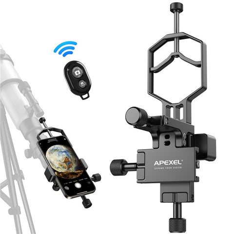 APEXEL APL-F003 Universal Digiscoping Adapter Phone Telescope 3-Axis Metal Holder Mount Eyepiece Connector