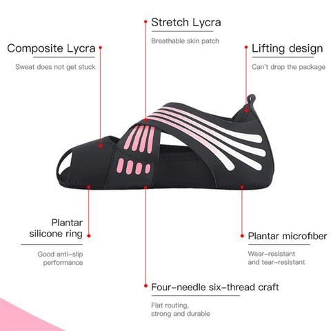 AB005 Anti-skid Elastic Yoga Shoes Cross Strap Ladies Soft Sole Pilates Dance Shoes