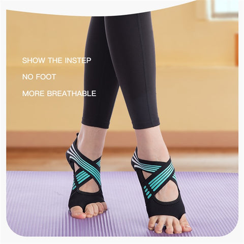 AB005 Anti-skid Elastic Yoga Shoes Cross Strap Ladies Soft Sole Pilates Dance Shoes
