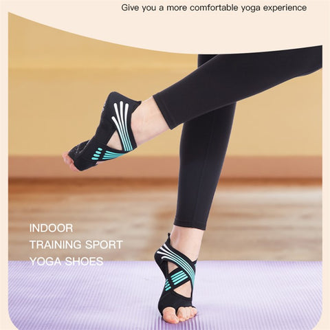 AB005 Anti-skid Elastic Yoga Shoes Cross Strap Ladies Soft Sole Pilates Dance Shoes