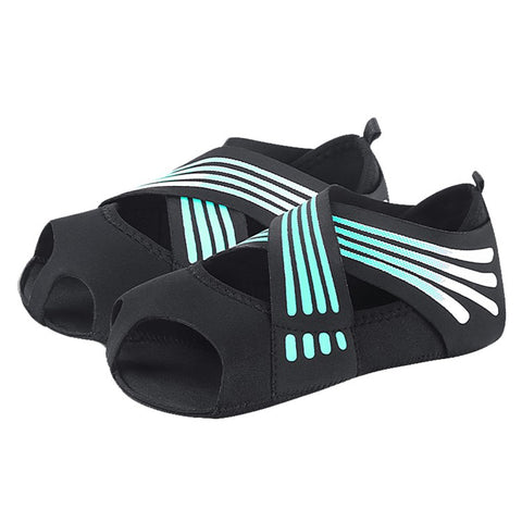 AB005 Anti-skid Elastic Yoga Shoes Cross Strap Ladies Soft Sole Pilates Dance Shoes