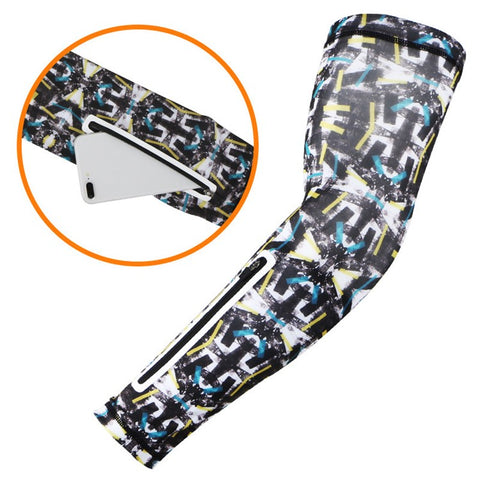 1Pc Sun Protection Arm Sleeves Outdoor Sports Sunblock Sleeves with Zippered Pouch for Cycling, Hiking (Size: L)