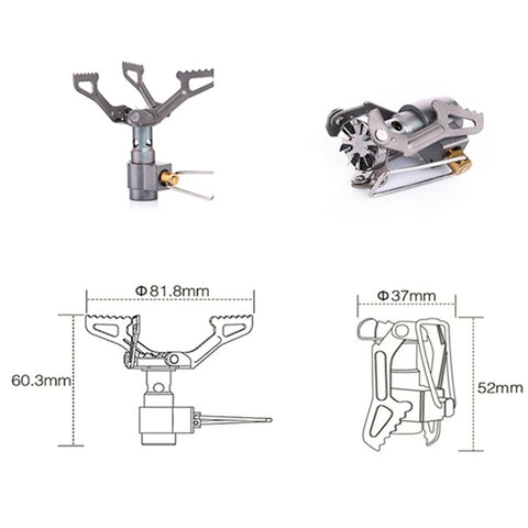 WSS-109 Camping Mini Stove Lightweight Portable Outdoor Titanium Gas Stove Foldable Spare Gas Stove for Hiking