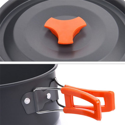 WIDESEA WSC-203J Suitable for 2-3 People Aluminum Camping Cookware Set Lightweight Outdoor Picnic Boiling Pot Teapot Frying Pan (BPA-free, No FDA Certified)