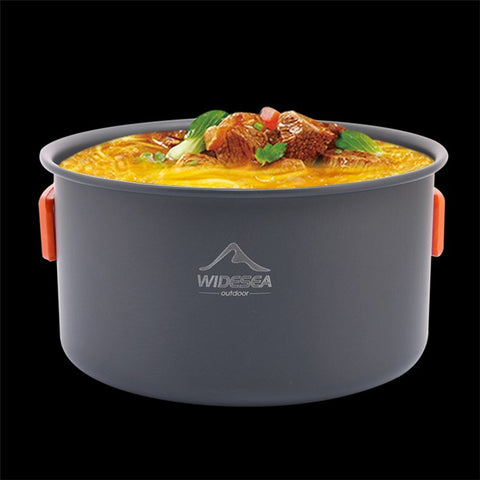 WIDESEA WSC-203J Suitable for 2-3 People Aluminum Camping Cookware Set Lightweight Outdoor Picnic Boiling Pot Teapot Frying Pan (BPA-free, No FDA Certified)